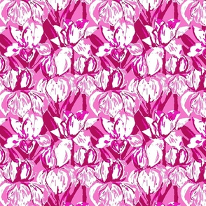 Posterized pink iris floral, 8 inch