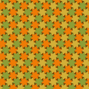 Orange Gold and Green Stars on Brown Backgrond