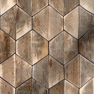 Driftwood Coastal Hexagons Modern Wood Geometric Small Scale - Laguna Collection