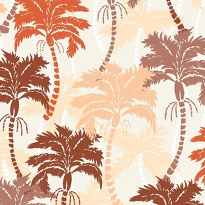 Boho Beach Tropical Palm Trees boho brown rust red orange peach by Jac Slade