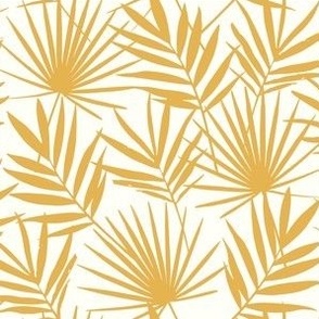 Cute Palm Leaves in Sunray Yellow - Small Scale