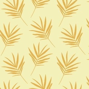 Tropical Palm Leaf on Light Butter Yellow- Magical Meadow