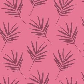 Tropical Palm Leaf on  Bubblegum Pink - Magical Meadow