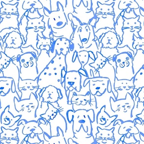 Doodle Cats and Dogs, Inky Royal Blue