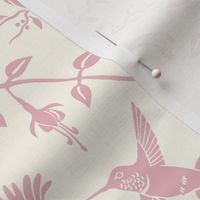 Hummingbird damask in pink and white tint