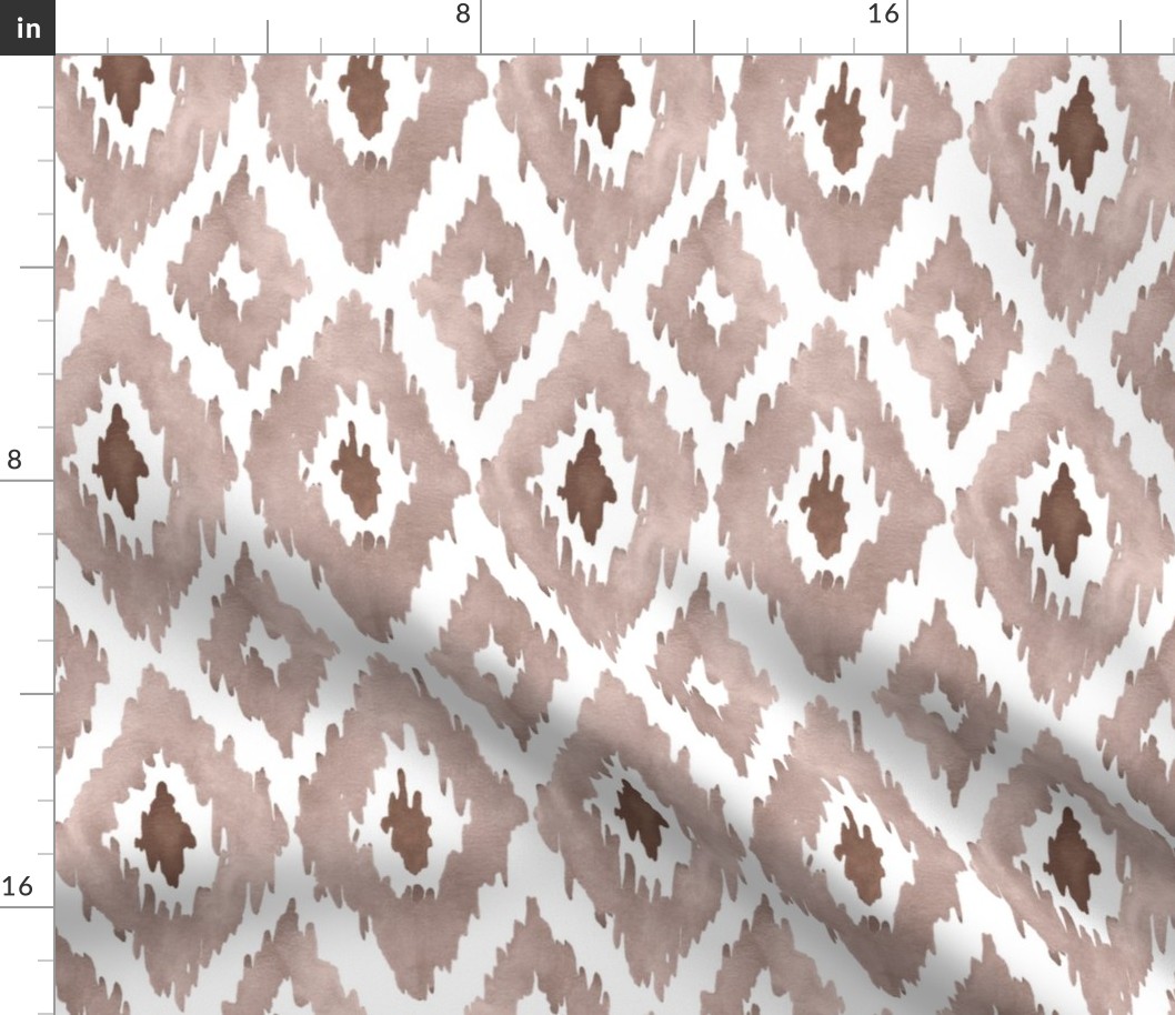 Large Watercolor Diamond Ikat in Taupe Brown