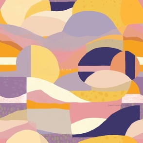 abstract landscape with violet and gold_23