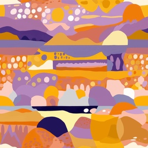 abstract landscape with violet and gold_42