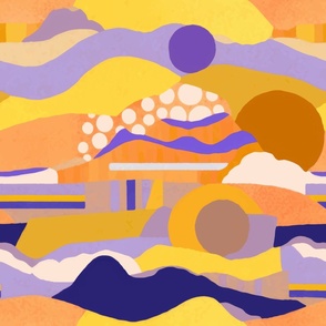 abstract landscape with violet and gold_34