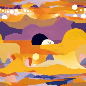 abstract landscape with violet and gold_45