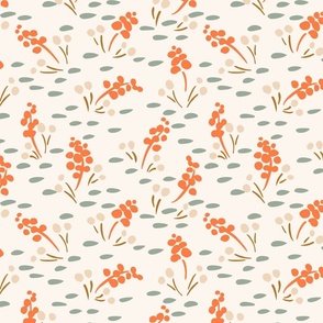 Little water weeds- orange, sage, off-white// medium scale