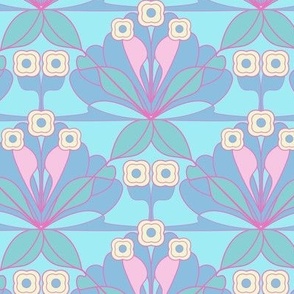Pastel geometric daisy  flowers, larger scale for wallpaper