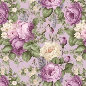 Vintage Pink and White Roses