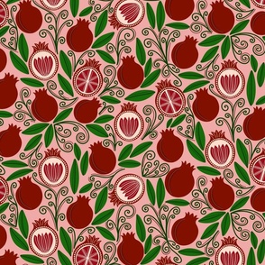 Pomegranates - Red, Green, Pink