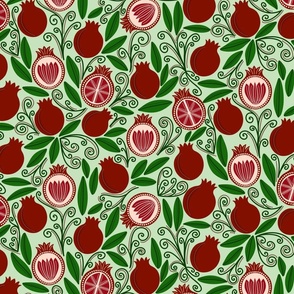 Pomegranates - Red, Green, Mint