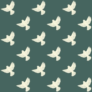 Cream doves on dark green