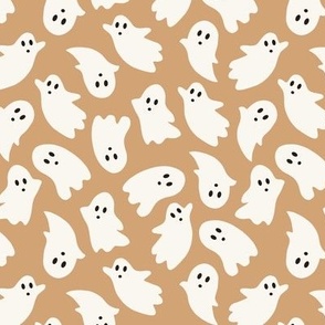 Medium Scale // Cute Halloween Ghosts on Desert Sand Brown
