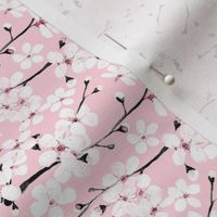 white cherryblossom on pink at Spoonflower by Magenta Rose Designs