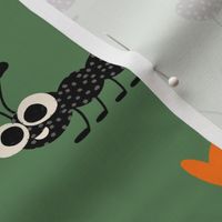 Cute Ant With Heart Green - Kids Nursery Illustration Kawaii Cute Bugs 