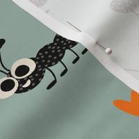 Cute Ant With Heart Blue Cadet - Kids Nursery Illustration Kawaii Cute Bugs 