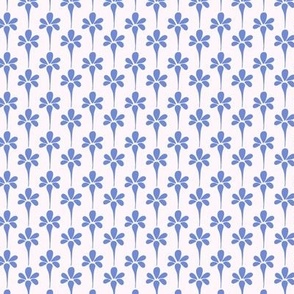 geometric stylised floral stripe in blue and white