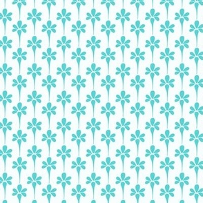 stylised floral geometric in pastel turquoise green and white 