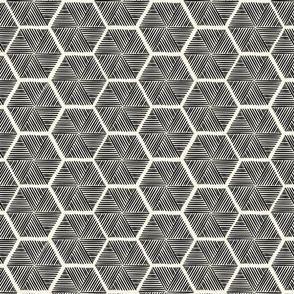 Stitched Honeycomb - Small - Black, Ivory - (So Many Bees)