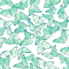 Amazon Morpho Butterflies - Sea Green - Medium Scale