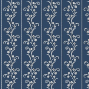 Swirly Passementerie in Beige on Delft Blue