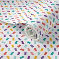 Colorful textured geometric confetti on white - perfect for birthday party table linens