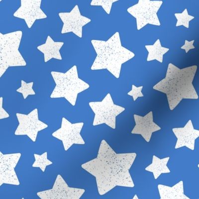 Star Pattern Distressed Stamped Blue and White, Cute Stars