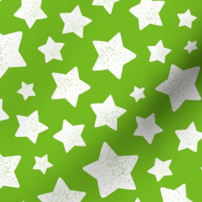 Star Pattern Distressed Stamped Lime Green and White, Cute Stars