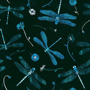 Midnight Blue Dragonfly and Damselfly Garden