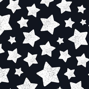 Star Pattern Distressed Stamped Black and White, Cute Stars