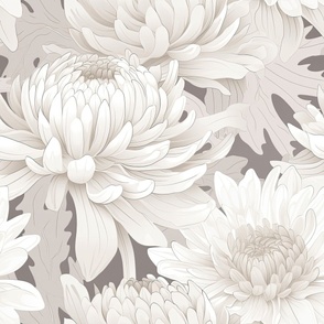 Monochrome Ivory Chrysanthemum ATL_509