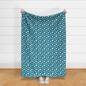 Star Pattern Distressed Stamped Teal and White, Cute Stars