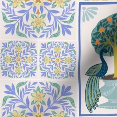 Mediterranean Peacock Tiles - Italian Style Majolica