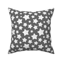 Star Pattern Distressed Stamped Grey and White, Cute Stars
