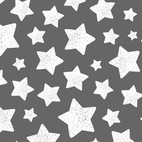 Star Pattern Distressed Stamped Grey and White, Cute Stars