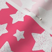 Star Pattern Distressed Stamped Hot Pink and White, Cute Stars