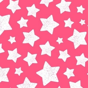 Star Pattern Distressed Stamped Hot Pink and White, Cute Stars