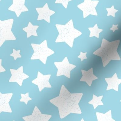 Star Pattern Distressed Stamped Light Blue and White, Cute Stars