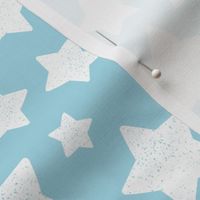 Star Pattern Distressed Stamped Light Blue and White, Cute Stars