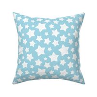 Star Pattern Distressed Stamped Light Blue and White, Cute Stars