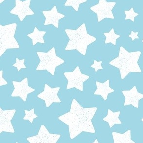 Star Pattern Distressed Stamped Light Blue and White, Cute Stars