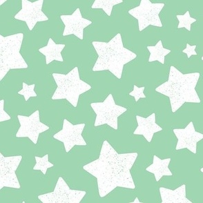 Star Pattern Distressed Stamped Light Green Mint Green and White, Cute Stars