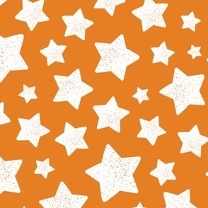 Star Pattern Distressed Stamped Orange and White, Cute Stars