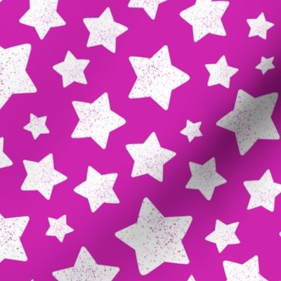 Star Pattern Distressed Stamped Bright Pink and White, Cute Stars