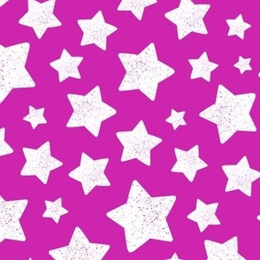Star Pattern Distressed Stamped Bright Pink and White, Cute Stars