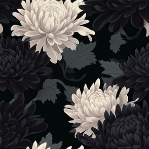 Ivory_Dark Grey Chrysanthemums ATL_522